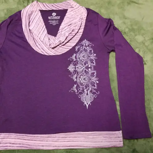 Artisans Purple Layered Look Top Sparkly L Size L