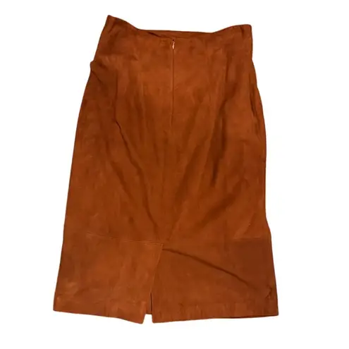 Ellen Tracy Vintage 80s-90s Linda Allard for Suede Pencil Skirt Rust Brown (10)