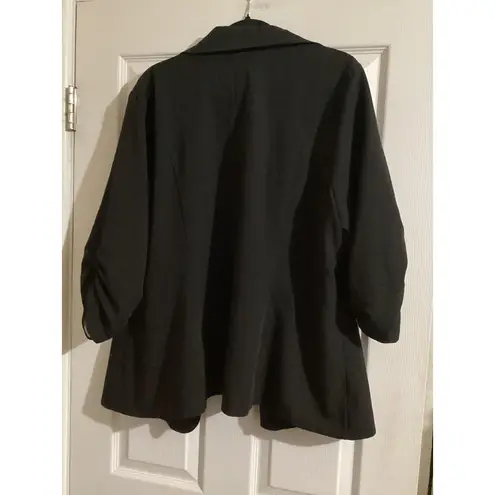 Torrid  Blazer Womens 3X Black Open Front Ruched Sleeve Lined Stretch Plus Career thumbnail 3
