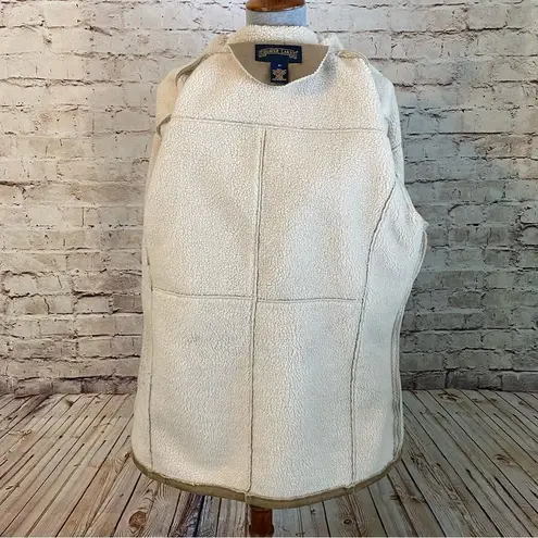 Shaver Lake Sherpa Lined Faux Suede Full Zip Jacket Tan Exposed Seams Medium