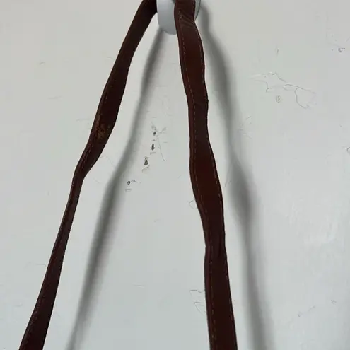 Vintage Partners by Mervyns Leather Shoulder Bag Navy Brown 90s Y2K Blue