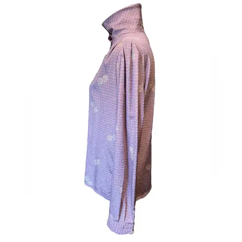 Ethereal Panther Vintage 70s Purple Hippie Dreamy Whimsical Floral Button Top