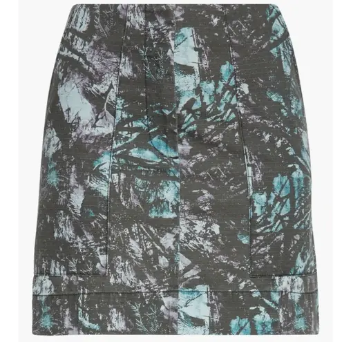ATM Melillo Abstract Print Ripstop Cotton Skirt Grey Purple Turquoise Camo Sz 6 Blue