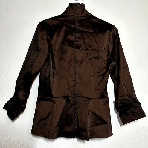 Tadashi Shoji Taffeta Suit Set Maxi Mermaid Skirt Collared Top Bronze 10/12