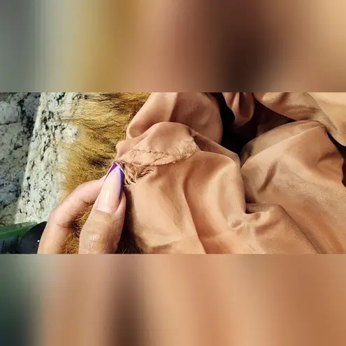 vintage hill & archer leather bomber heavy winter jacket with fox tail hood M Brown Size M