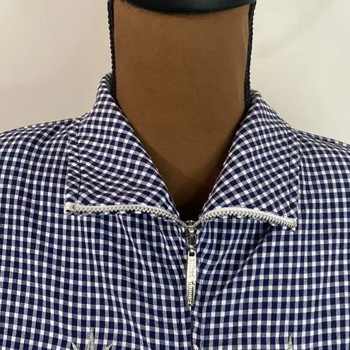 Vintage seersucker gingham bomber embroidered and embellished stars size 10 White