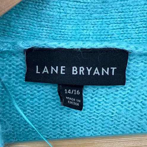 Lane Bryant  Long Belted Cardigan Size 14/16 Teal Knit‎ Sweater Jacket Soft Cozy