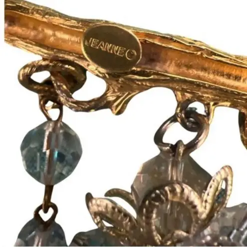 Vintage Rare JEANNE AB Crystal Tassel Dangling Brooch Gold