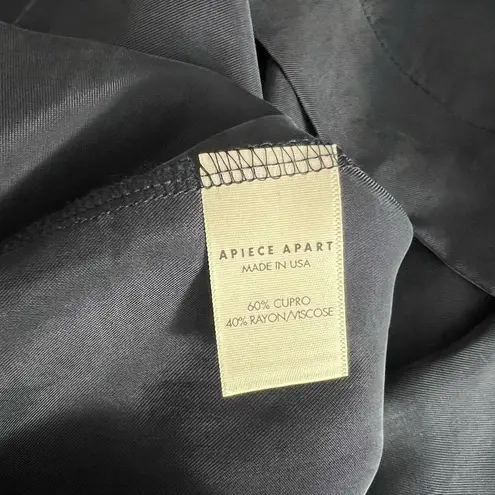 Apiece Apart Dress Cape Sleeve Layered Sheath Tasseled Cupro Navy Blue Size 6