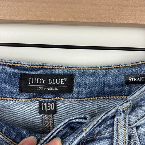 Judy Blue Straight Fit Jeans Denim Distressed Women's Size 30 or 11 Blue Relaxed