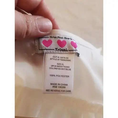 Three Pink Hearts Womens Blouse Sz XL Beaded Rhinestone Retro Hipster Boho Chic