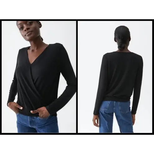 Michael Stars 💕💕 Long Sleeve Surplice Top Black Top One Size