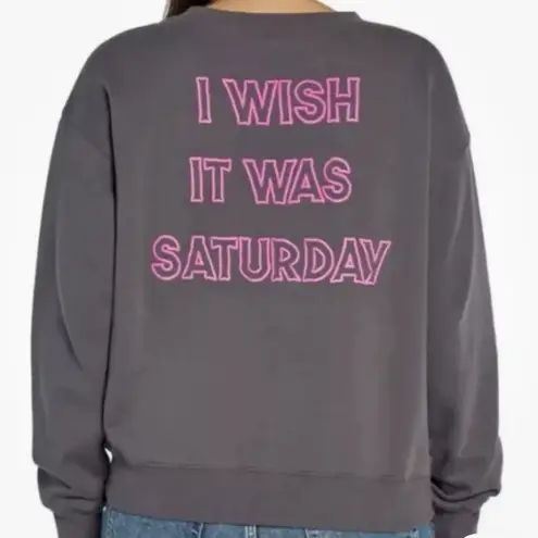 Wildfox  Graphic Crewneck “I Wish It Was Saturday” Sweatshirt Size Large - Image 2
