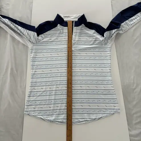 SanSoleil 1/4 Zip Pullover Womens Large Blue White Print UV 50 Golf Pickleball