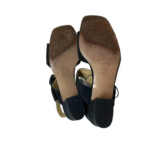 Bottega Veneta Vintage Black Square Toe Buckle Heeled Sandals Size US 6.5