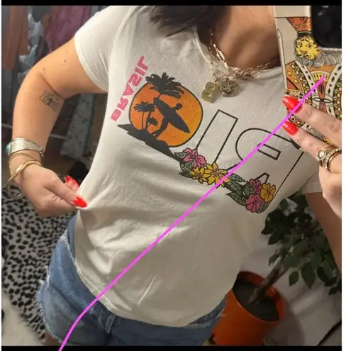 Anthropologie Midnight Rider  Graphic Print Short Sleeve Tee White Size XS