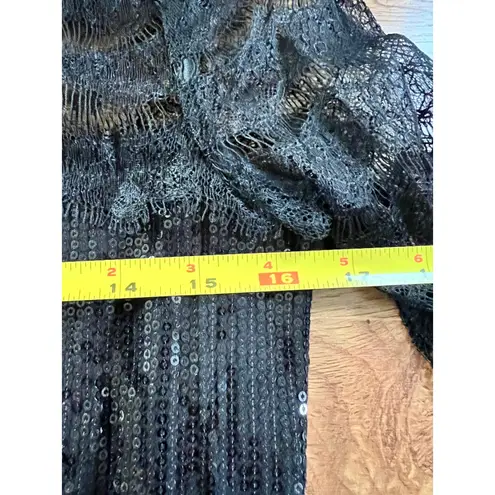 Cynthia Steffe Black Sequin Lace Long Sleeve Mini Dress Size 0