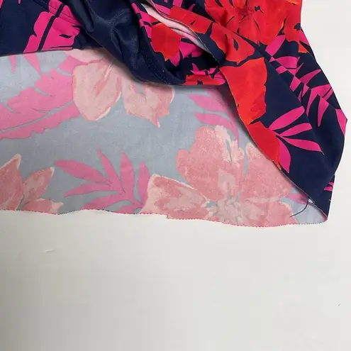 LANDS END Tummy Control Surplice Wrap Swim Dress One Piece Swimsuit Size 18 Blue