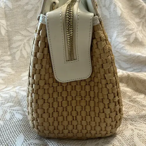 Spartina 449 Bamboo Moon Savannah Satchel Woven White Leather Handbag