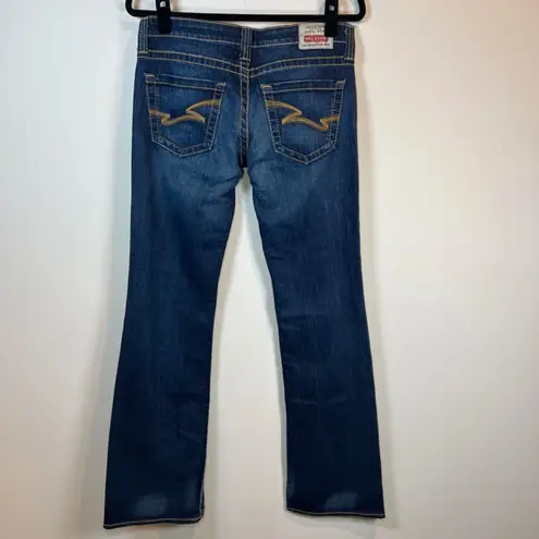 Big star  Womens Casey Jeans Dark Blue Distressed Denim Ultra Low Rise Sz 28 Long