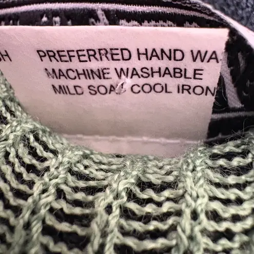 VTG San Remo Womens Knit Jacket XL Black Green Fringe Geometric Boho Cottagecore