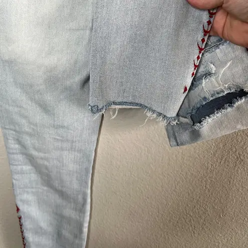 Driftwood Womens Jackie High Rise Slim Leg Embroidered Jeans Size 27