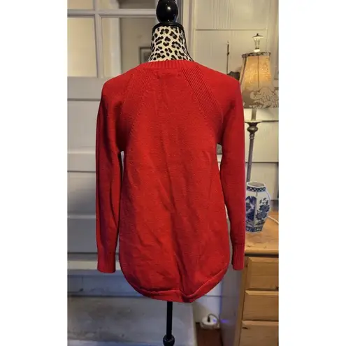 Anthropologie  Women’s Sweater Red Size Medium Crew Neck Holiday Preppy