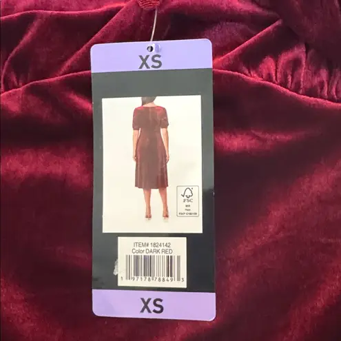 Briggs New York Briggs Womens Dress Dark Red Burgundy Velvet Pockets Soft Midweight,