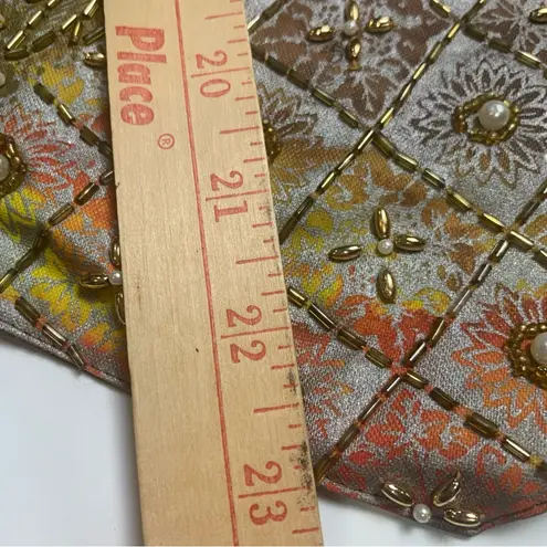 vtg 80s embroidered VEST Ana Moro All Size pearl gold beaded Stunning Green