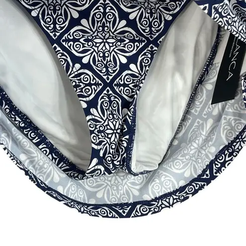La Blanca SZ 4 Swim Skirt Side Shirred Indigo Mandala Quick Drying Navy Blue New