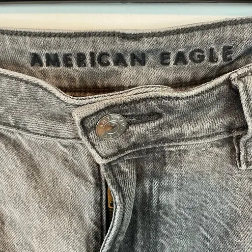 American Eagle  Grey Mom Jeans 12S Womens High Rise Distressed Denim Casual