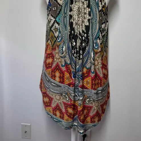 Boston Proper Top Women S Blue Tank Chain Neck Boho Sleeveless Lightweight