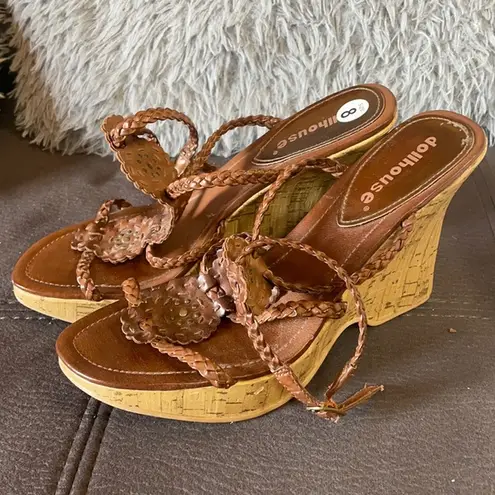 Dollhouse  Brown Wedge Sandals Size 8