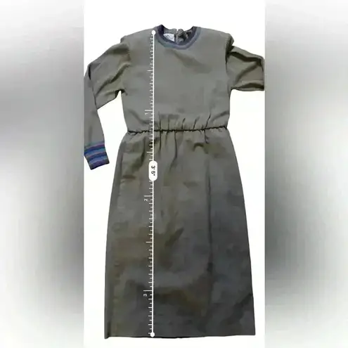 Vintage Ciao Ltd Plaid Sweater Gray Taupe Suede Dress Jacket 2 Piece Set Size 4 Multiple