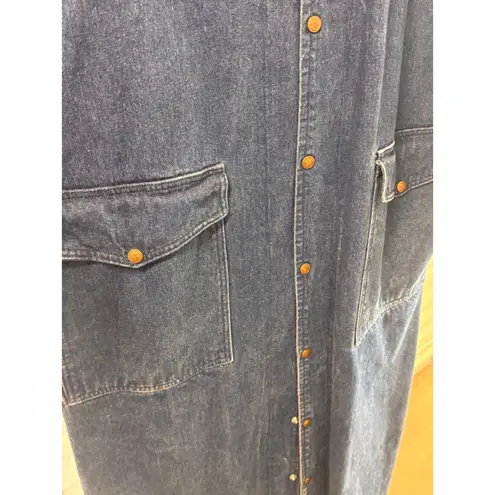 Saddlesmith Outfitters Blue Denim Yellow Collar Duster Coat Women's Large