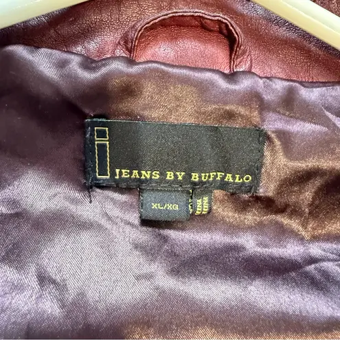 Burgundy Faux Leather Biker Vest iJeans by Buffalo XL – Chic & Edgy Red