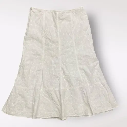Versailles White Eyelet Lace Midi Skirt Womens Size 12 Boho Cottage