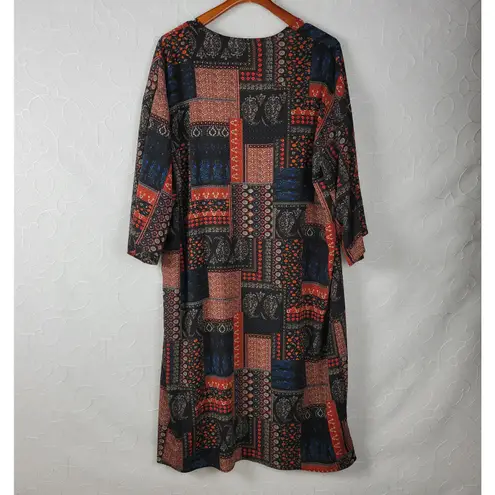 Pinkblush Womens Kimono Cover Up Size L Black Brown Bandana Paisley Print Open