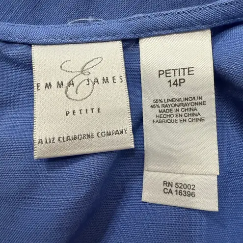 Emma James Blue Linen Blend Dress Size 14P