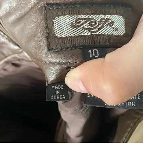 Vintage Toffs Chocolate Brown Leather Midi Pencil Skirt size 6