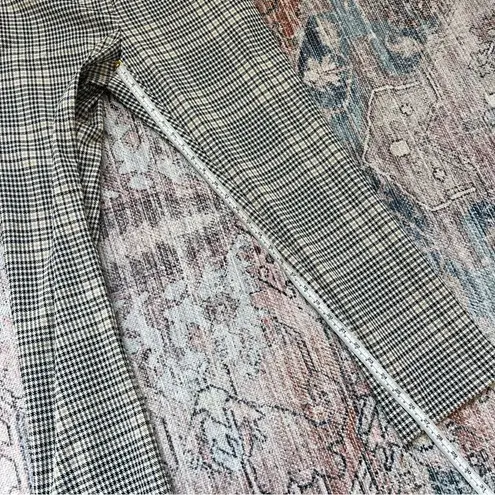 Ann Taylor Factory Houndstooth Plaid Checkered Pants Tie Belt Black White Tan 8