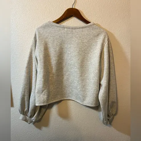 CAD Sweatshirt Cropped Gray with Lace Up Neck Size XS