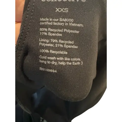 Girlfriend Collective Tommy Ribbed Cropped Top Athletic Sports Bra Black XXS