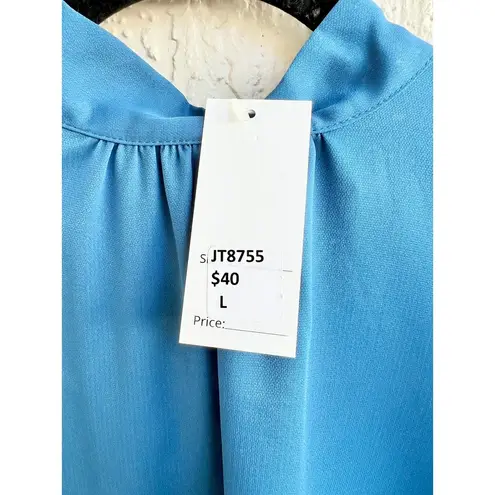 Jealous Tomato NWT Long Puff Sleeve Back Tie Top Blouse Blue Women's Size Large