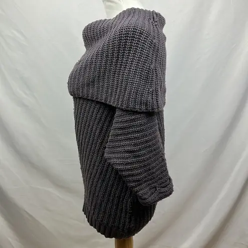 Moth Anthropologie chunky knit cowl neck oversized sweater size medium Gray