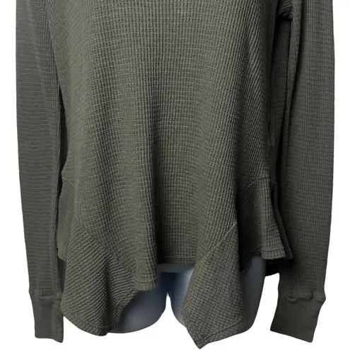 T.la Anthropologie Sage Green Waffleknit Sharkbite Hem Long Sleeve Cozy Cabin S Size undefined
