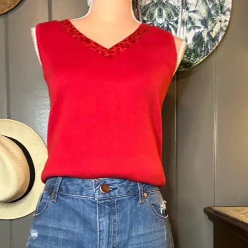 Vintage Red Leopard Print Jacket & Sleeveless Shirt Combo Medium