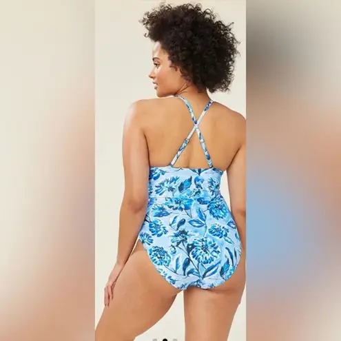 ANDIE Swim Blue Floral Baia One Piece Swimsuit Size Medium