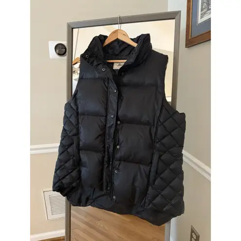 G.H. Bass Black Down Feather Puffer Vest Women’s Size XL Quilted Hooded Warm