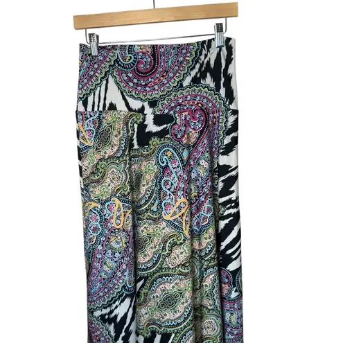 Sunny Leigh Maxi Skirt Small Mixed Print Zebra Animal Boho Gypsy Stretch Artsy
